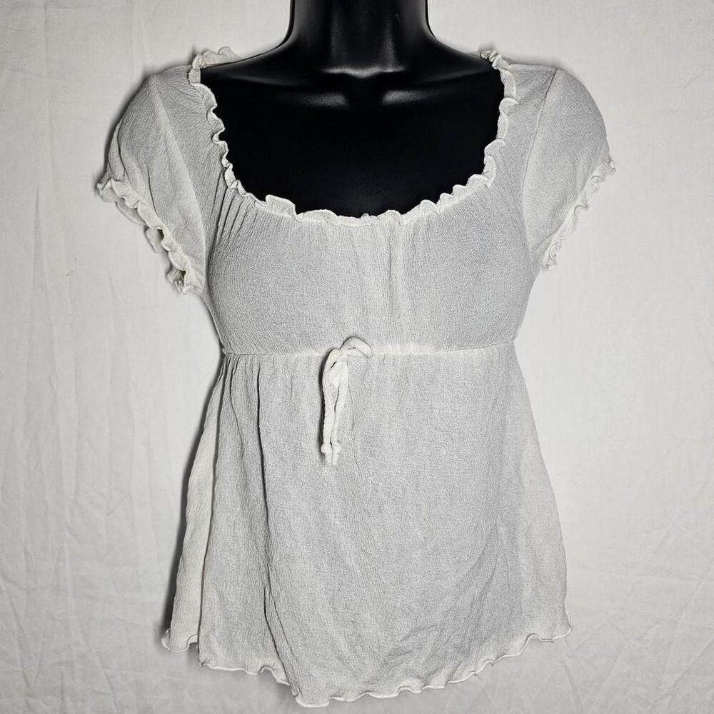 vintage y2k Coquette cottage core white babydoll top